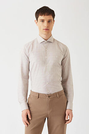 Bisse Erkek Regular Fit Uzun Kollu Klasik Gömlek BEJ GM22K222031_D07