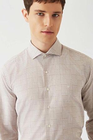 Bisse Erkek Regular Fit Uzun Kollu Klasik Gömlek BEJ GM22K222031_D07