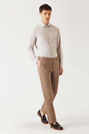 Bisse Erkek Regular Fit Uzun Kollu Klasik Gömlek BEJ GM22K222031_D07