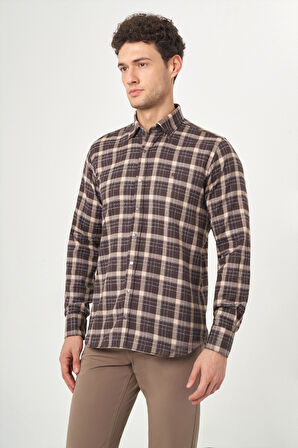 Bisse Regular Fit Kahve Flanel Erkek Gömlek GM22K222100_D11