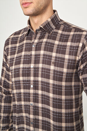 Bisse Regular Fit Kahve Flanel Erkek Gömlek GM22K222100_D11
