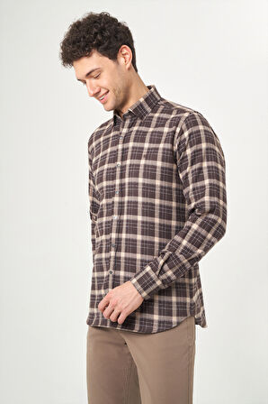 Bisse Regular Fit Kahve Flanel Erkek Gömlek GM22K222100_D11