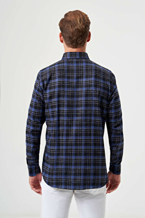 Bisse Regular Fit Lacivert Flanel Erkek Gömlek GM22K222100_D39