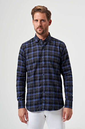 Bisse Regular Fit Lacivert Flanel Erkek Gömlek GM22K222100_D39