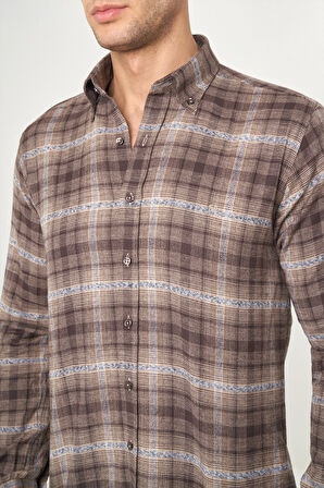 Bisse Regular Fit Kahve Flanel Erkek Gömlek GM22K222101_D11