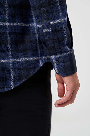 Bisse Regular Fit Lacivert Flanel Erkek Gömlek GM22K222101_D39
