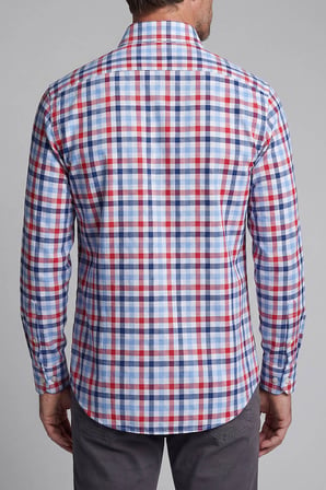 Bisse Regular Fit Paşa Yaka Yazlık Ekose Pamuk Kırmızı Erkek Gömlek GM23Y231017_D24