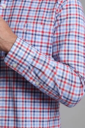 Bisse Regular Fit Paşa Yaka Yazlık Ekose Pamuk Kırmızı Erkek Gömlek GM23Y231017_D24