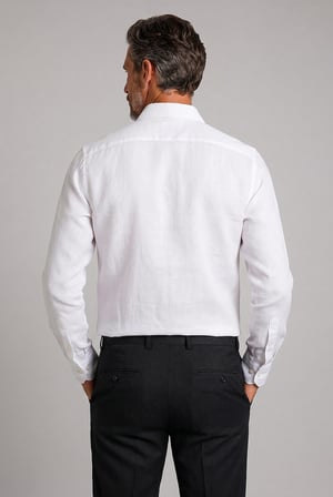 Bisse Beyaz Regular Fit Keten Yumuşak Gabardin Gömlek GM23Y231023_D01