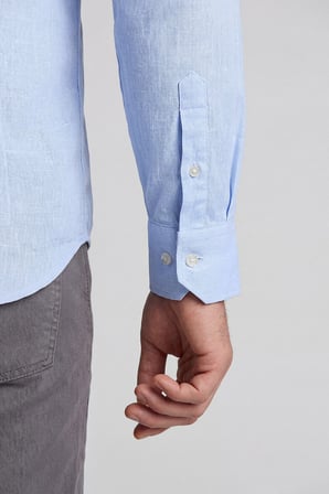Bisse Regular Fit Yumuşak Gabardin Keten Mavi Erkek Gömlek GM23Y231023_D35