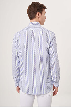 Bisse Regular Fit Mavi Çizgili Spor Erkek Gömlek GM23Y231030_D35
