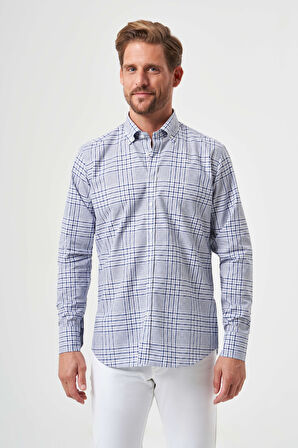 Bisse Regular Fit Uzun Kollu Paşa Yaka Gri Spor Erkek Gömlek GM23Y231031_D55