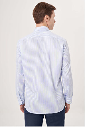 Bisse Regular Fit Paşa Yaka Mavi Spor Erkek Gömlek GM23Y231040_D35