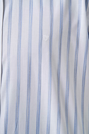 Bisse Regular Fit Çizgili Mavi Erkek Gömlek GM23Y231041_D35