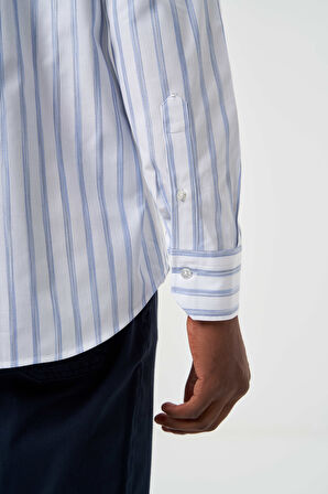 Bisse Regular Fit Çizgili Mavi Erkek Gömlek GM23Y231041_D35