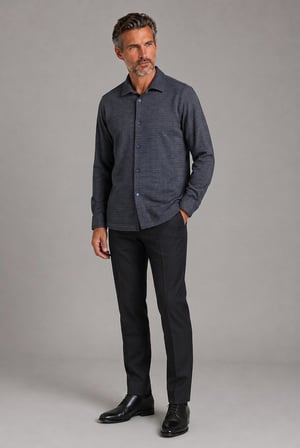 Bisse Lacivert Regular Fit Pamuk Ceket Yaka Gömlek GM22K222095_D39