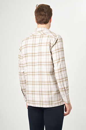 Bisse Regular Fit Bej Flanel Erkek Gömlek GM22K222103_D07
