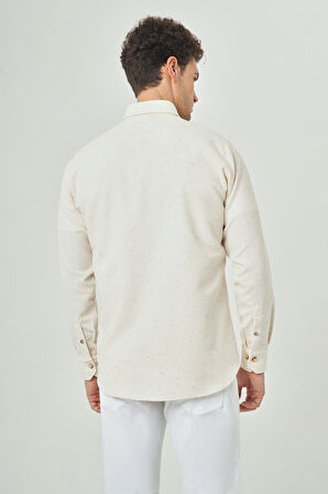 Bisse Regular Fit Paşa Yaka Bej Spor Erkek Gömlek GM23Y231073_D07