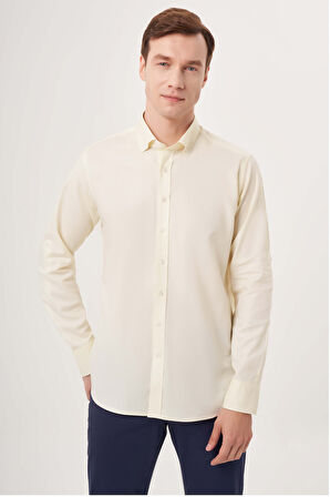 Bisse Regular Fit Paşa Yaka Kol İçi Apoletli Sarı Erkek Gömlek GM23Y231146_D17