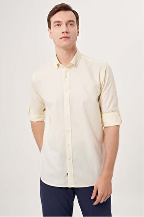 Bisse Regular Fit Paşa Yaka Kol İçi Apoletli Sarı Erkek Gömlek GM23Y231146_D17
