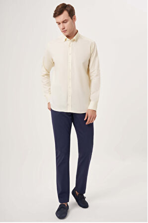 Bisse Regular Fit Paşa Yaka Kol İçi Apoletli Sarı Erkek Gömlek GM23Y231146_D17