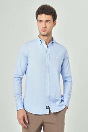 Bisse Regular Fit Uzun Kollu Paşa Yaka Kol İçi Apoletli Açık Mavi Erkek Gömlek GM23Y231146_D33