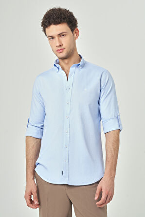 Bisse Regular Fit Uzun Kollu Paşa Yaka Kol İçi Apoletli Açık Mavi Erkek Gömlek GM23Y231146_D33