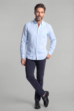 Bisse Regular Fit Keten Mavi Erkek Gömlek GM23Y231134_D35