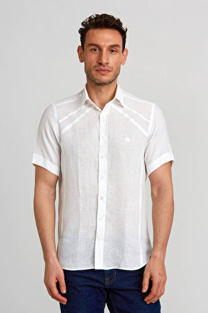 Bisse Regular Fit Kısa Kollu Beyaz Erkek Gömlek GM23Y231132_D01
