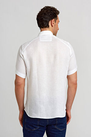Bisse Regular Fit Kısa Kollu Beyaz Erkek Gömlek GM23Y231132_D01