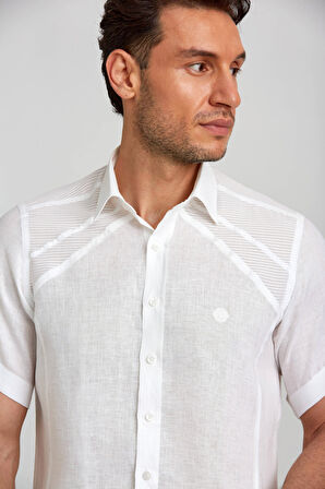 Bisse Regular Fit Kısa Kollu Beyaz Erkek Gömlek GM23Y231132_D01