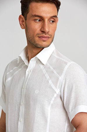 Bisse Regular Fit Kısa Kollu Beyaz Erkek Gömlek GM23Y231132_D01