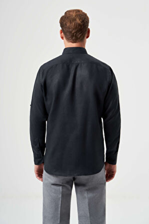 Bisse Regular Fit Spor Siyah Erkek Gömlek GM23Y231131_D99