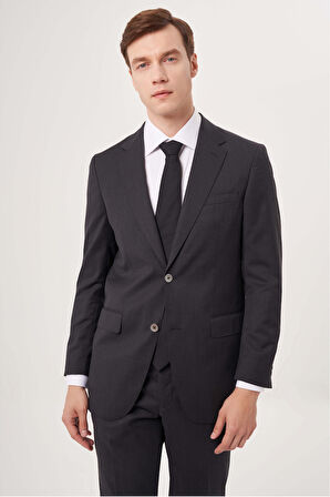 Bisse Comfort Fit Mono Yaka Drop 6 Çift Yırtmaçlı Antrasit Erkek Takım Elbise PTK23YNOS001_D58