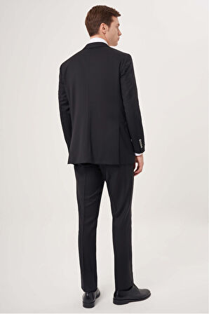 Bisse Comfort Fit Mono Yaka Drop 6 Çift Yırtmaçlı Siyah Erkek Takım Elbise PTK23YNOS001_D99