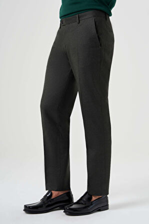 Bisse Regular Fit Düz Dokuma Flanel Haki Klasik Erkek Pantolon PPNK23K23201_D49