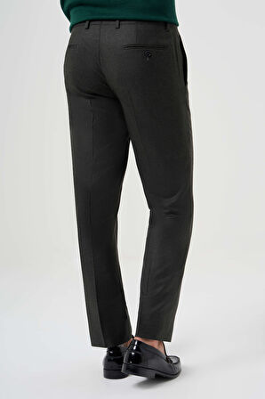 Bisse Regular Fit Düz Dokuma Flanel Haki Klasik Erkek Pantolon PPNK23K23201_D49