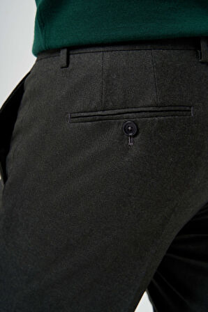 Bisse Regular Fit Düz Dokuma Flanel Haki Klasik Erkek Pantolon PPNK23K23201_D49