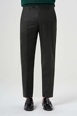 Bisse Regular Fit Düz Dokuma Flanel Haki Klasik Erkek Pantolon PPNK23K23201_D49