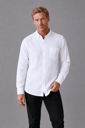 Bisse Beyaz Regular Fit Keten Gömlek GM23Y231134_D01