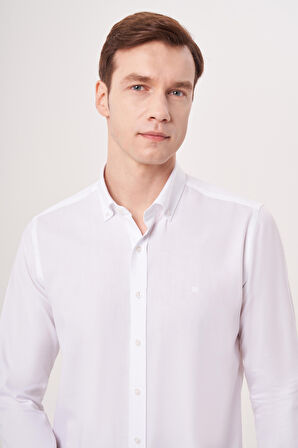 Bisse Regular Fit Paşa Yaka Beyaz Erkek Gömlek GM23Y231163_D01