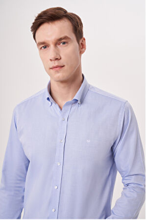 Bisse Regular Fit Paşa Yaka Mavi Erkek Gömlek GM23Y231163_D35