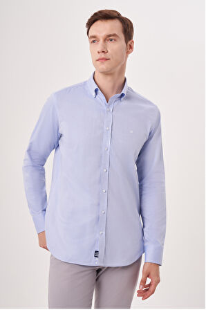 Bisse Regular Fit Paşa Yaka Mavi Erkek Gömlek GM23Y231163_D35