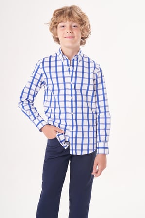 Bisse Regular Fit Yaka Düğmeli Lacivert Erkek Çocuk Gömlek GM23Y231169_D39