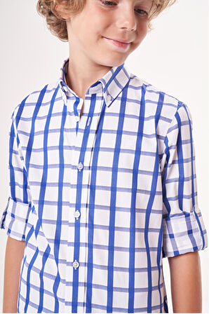 Bisse Regular Fit Yaka Düğmeli Lacivert Erkek Çocuk Gömlek GM23Y231169_D39