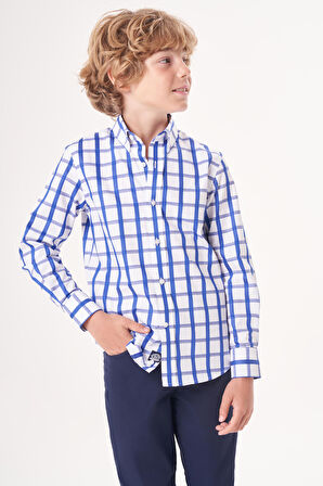 Bisse Regular Fit Yaka Düğmeli Lacivert Erkek Çocuk Gömlek GM23Y231169_D39
