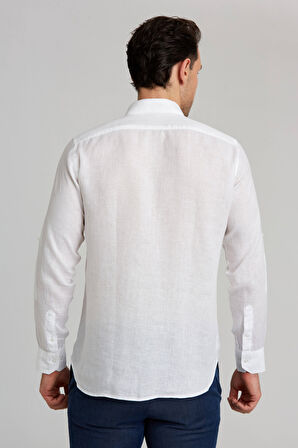 Bisse Regular Fit Uzun Kollu Paşa Yaka Kol İçi Apoletli Beyaz Erkek Gömlek GM23Y231131_D01