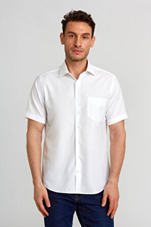 Bisse Regular Fit Kısa Kollu Beyaz Erkek Gömlek GM23Y231172_D01