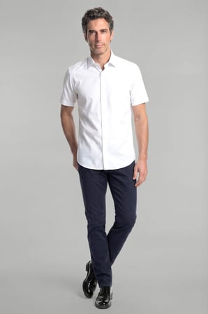 Bisse Regular Fit Cepli Kısa Kol Pamuk Beyaz Erkek Gömlek GM23Y231171_D01