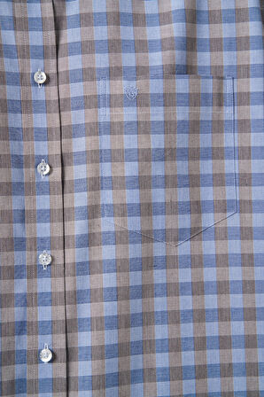 Bisse Regular Fit Paşa Yaka Ekoseli Açık Kahve Erkek Gömlek GM23K232024_D10